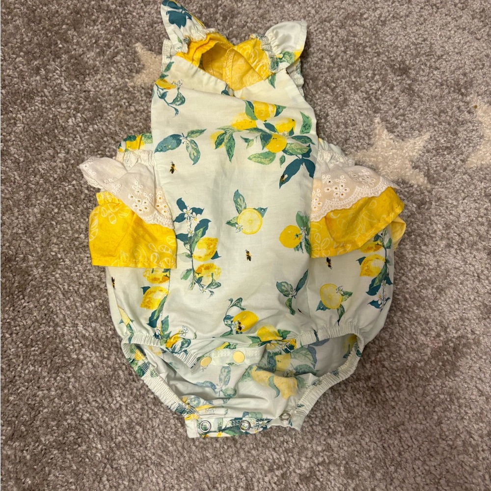 Lemon Print Baby Romper